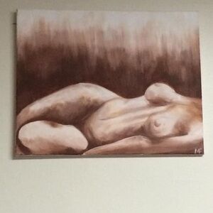 Abstract Nude Acrylic Painting On Canvas